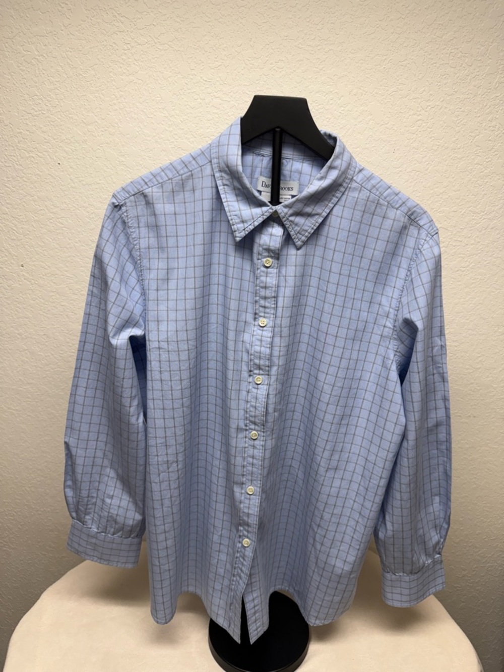 David Brooks  Light Blue Windowpane Button-Down Shirt